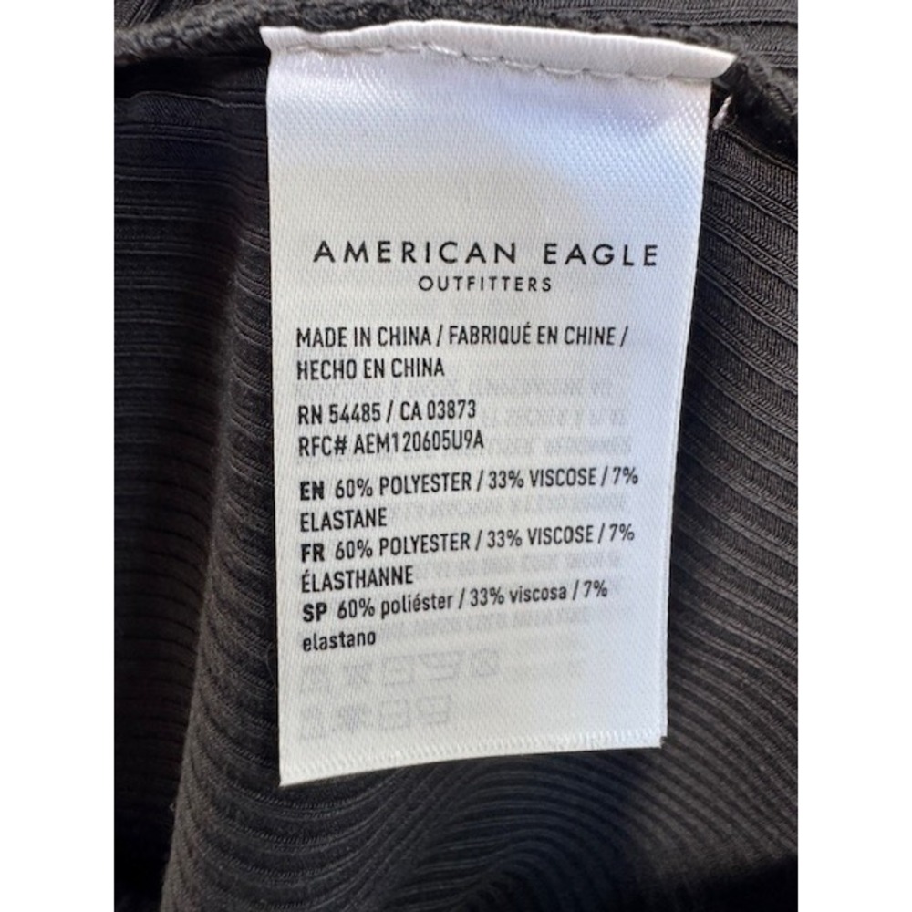 NEW American Eagle Black One Shoulder Strappy Thong Bodysuit Ribbed Knit Size XS - Picture 7 of 7